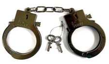12 PAIR BULK LOT ELECTROPLATED SHINY GREY PLASTIC HANDCUFFS toy with keys 438