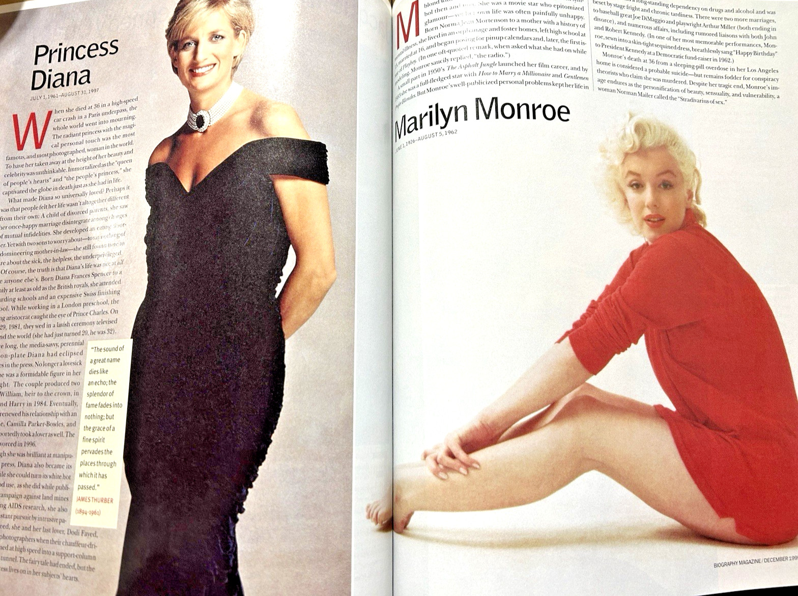 Biography Dec 1999 Rare Princess Diana Marilyn Monroe Elvis Beatles Madonna