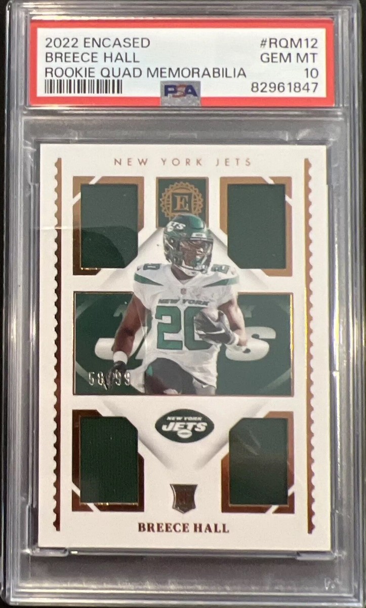 2022 Panini Encased Breece Hall Quad Patch Rookie /99 PSA 10