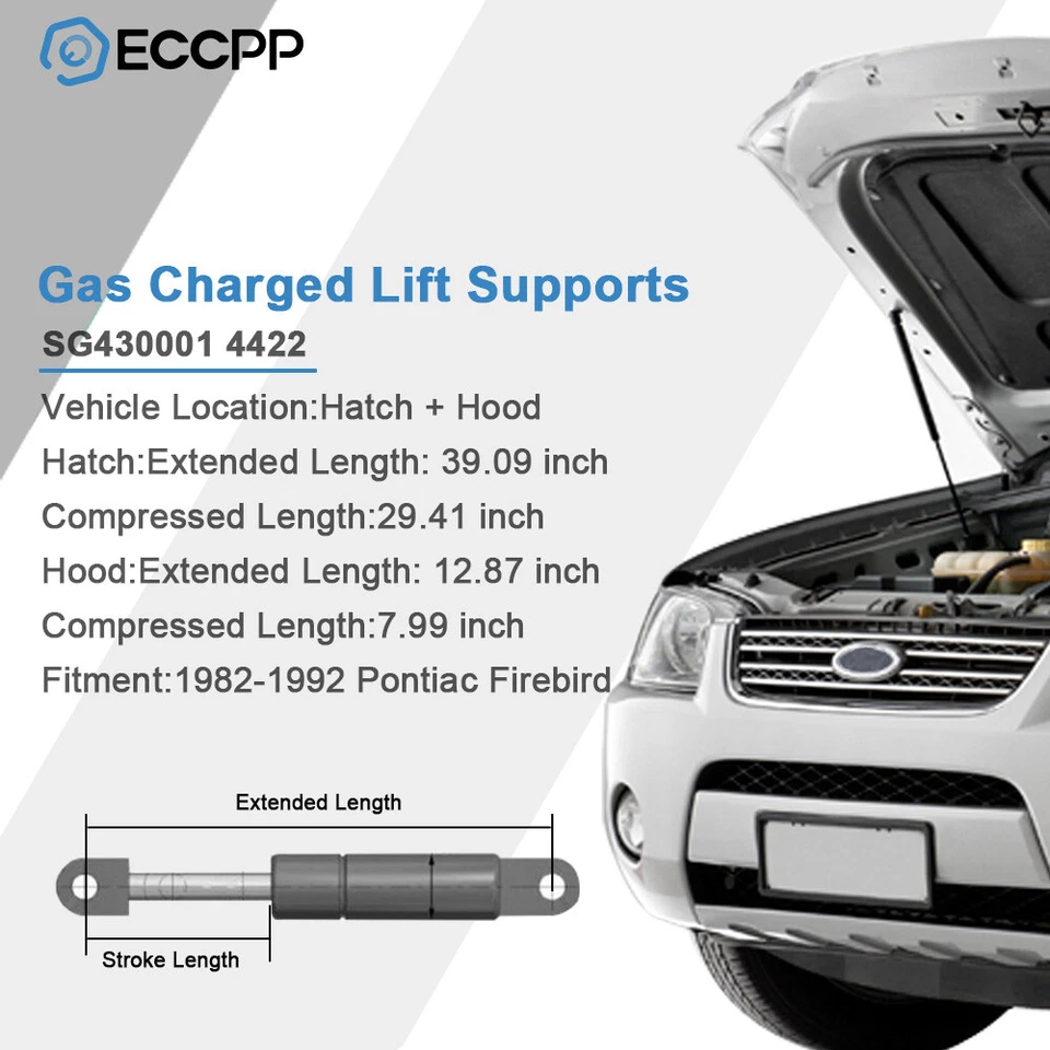 2x Hood Hatch Lift Support Shocks Struts For 1982-1992 Chevrolet Camaro 4900 - Image 2 of 4