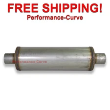 Performance Exhaust Muffler - Stainless Steel - 2.5" C/C - 6" Round - 18" Body