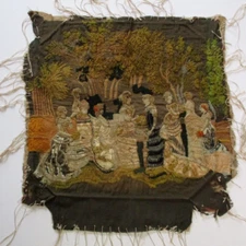 ANTIQUE AMERICAN NEEDLE POINT ART STITCH FOLK AMERICAN WOMEN CONGREGATION RARE