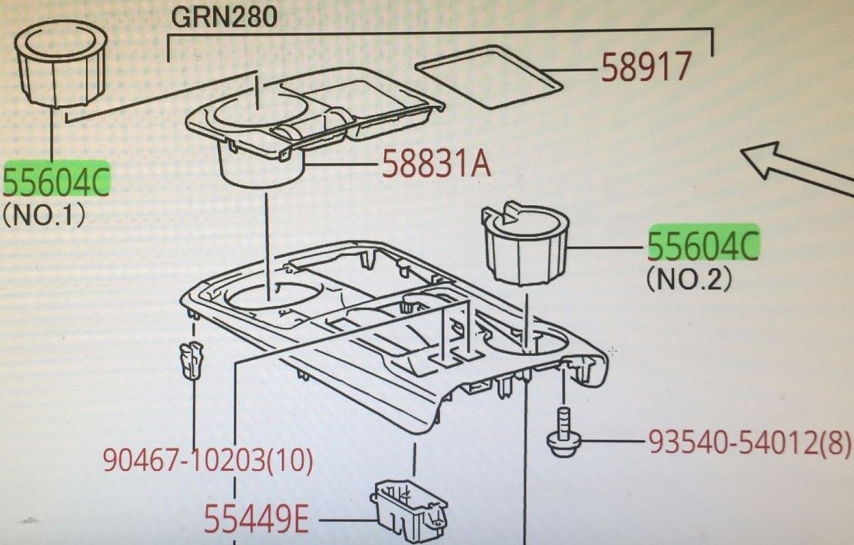 2010-2024 TOYOTA 4RUNNER LEFT Front Console OEM Cup Holder Insert