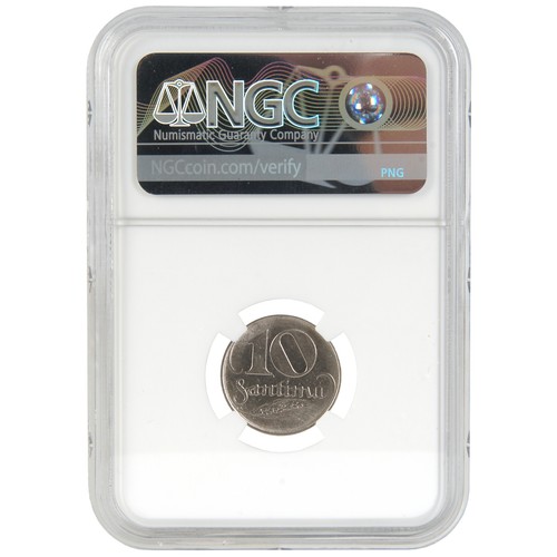 Coin in NGC slab "10 santimu 1922, Latvia, MS 62" - Picture 2 of 2