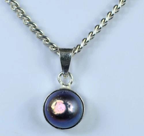 Natural 7.45 Ct Tahitian Black South Sea Pearl Round Gemstone Pendant See Video