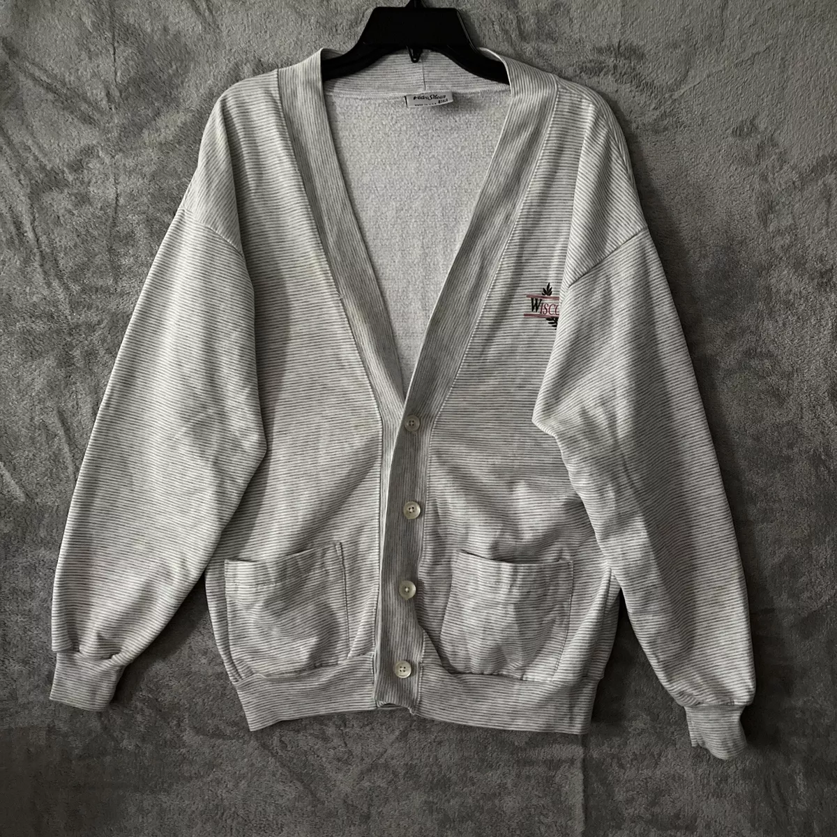 Vtg Velva Sheen Cardigan Sweater Womans Small Gray Long Sleeve