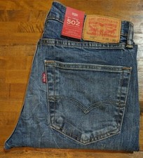 LEVI'S 502 REGULAR TAPER DISTRESSED JEANS - Men's 30 X 30 "Tanager" Blue NWT