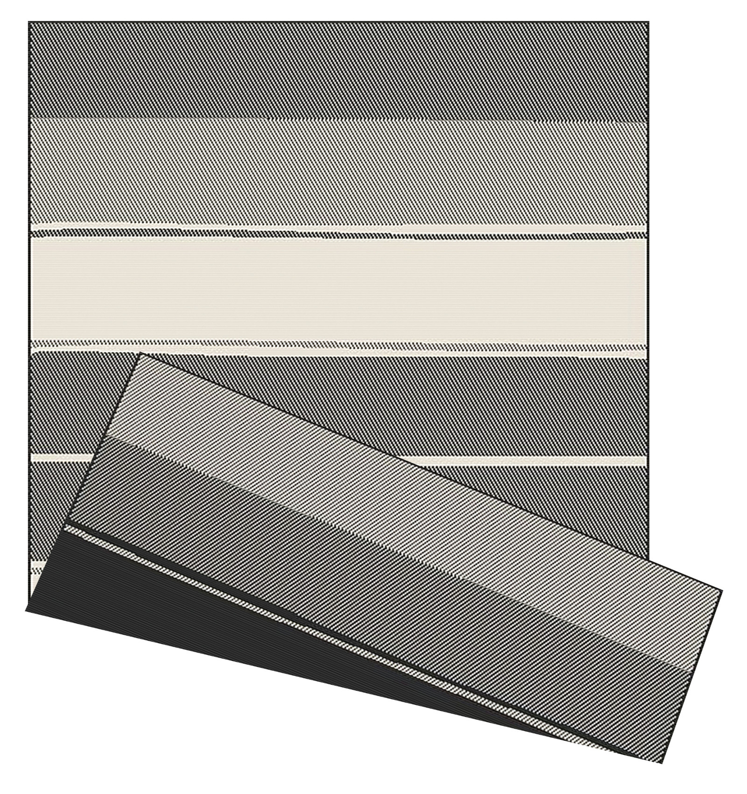 The Rugs Dark/Grey Duo Weave Outdoor Rug Stripes - 120X170 Cm - Image 2