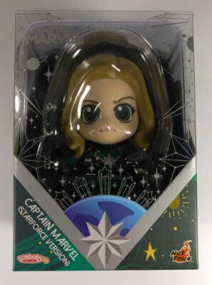 Captain Marvel Starforce Version 4'' Bobble Head Hot Toys  Figure Cosbaby New!
