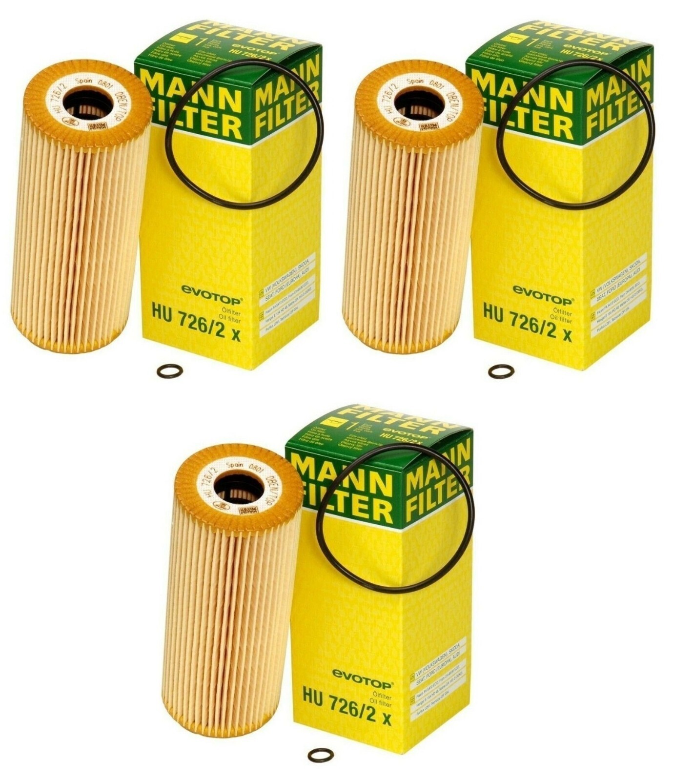 Set of 3 Engine Oil Filters Mann for VW Golf Jetta 1.9 L4 Passat 2.0 L4