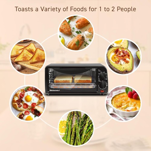 Elite Gourmet - Horno tostador personal compacto de 2 rebanadas con temporiza... - Picture 7 of 8