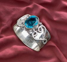 925 Sterling Silver Jewelry Natural Apatite December Birthstone Ring All Size DU