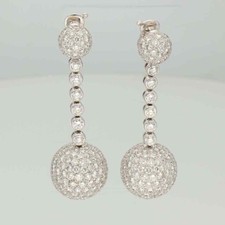 Simulated Round Cut Clear White Sapphire Special Women's Ball 935 Silver Earring