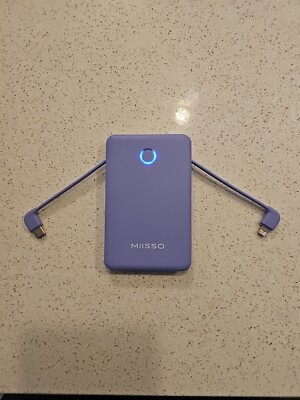Miisso 6000mah Ultra Slim Power Bank Card Size USB C Cords 5K95 - NEW