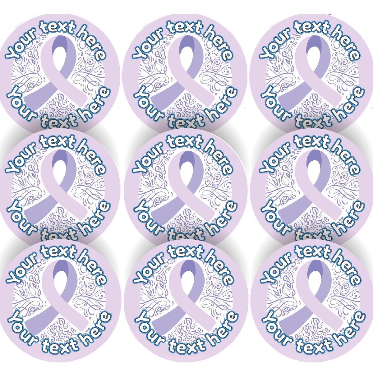 144 Purple Cancer Awareness Personalised 30mm Stickers Teachers Parents Schools