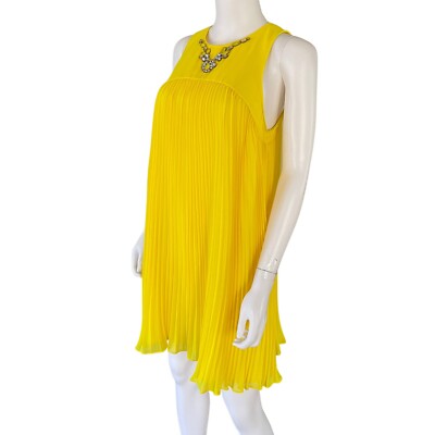 Ted Baker embellished Pleated Dress size 3 US Size 8 Baby Doll Yellow Swing  | eBay