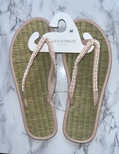 Accessorize Monsoon Seagrass Flip Flops Size M Medium UK 5 6 Pink White Bead New