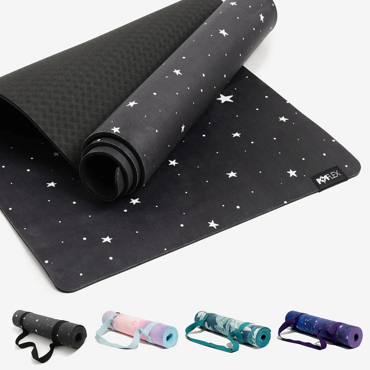 POPFLEX Vegan Suede Yoga Mat With Strap Included - Ultra Starry Night