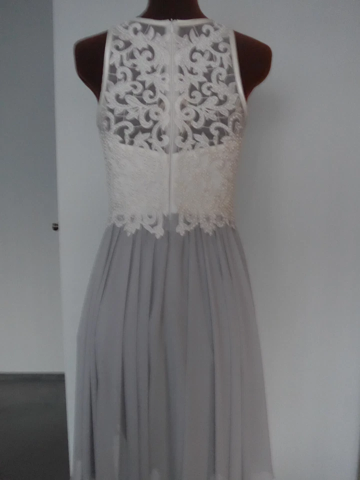 Cocktailkleid Marke: Marie Lund Größe 34 Hellgrau/Creme Neuwertig - Bild 3 von 4