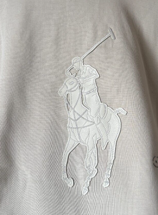 Polo Ralph Lauren Pelle Big Pony Doppia Maglia Felpa con Cappuccio Beige XL