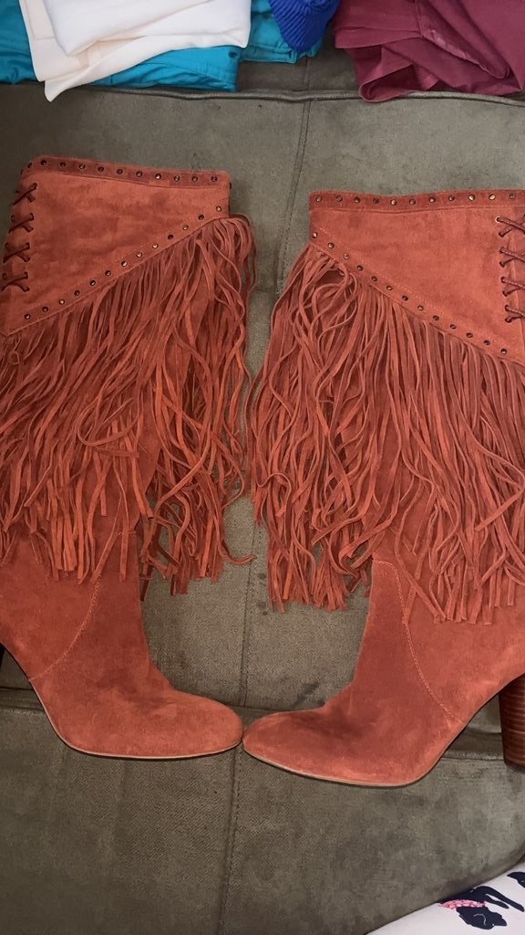 INC Tolla Fringe Suede Boots