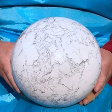 17.42LB Natural white howlite sphere quartz crystal polished ball healing decor