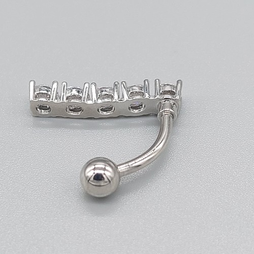 Belly Bars Button Piercing Bar Dangle Navel Body Jewellery Gem Ring Silver - Picture 4 of 7