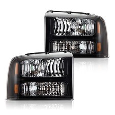 Headlight 2005-2007 Ford F250 F350 F450 F550 Super Duty Clear Lens Black Housing