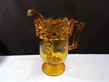 McKee Amber Glass Queen or Daisy & Buttons Water Pitcher 9 1/4" Tall