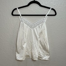 VTG Sears 70s 80s Nylon Lace Camisole Sz 34 Ivory Made in Mexico Retro Romantic