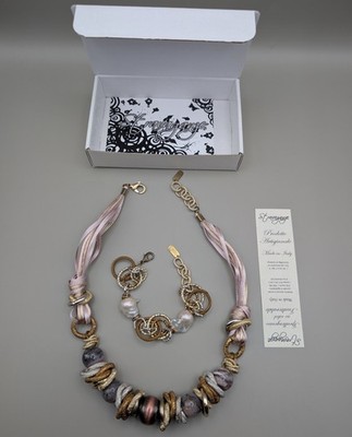 Vintage Dim Bijoux Mode Schmuck Set Halskette Und Armband Damen Made In Italy