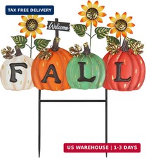 YEAHOME Fall Decorations Outdoor, Fall Letter Pumpkin Decorative Garden Stakes w
