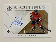 2018-19 SP Authentic Sign of the Times Jakub Vrana #SOTT-JV Auto