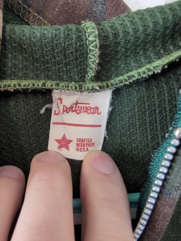 Sudadera De Colección Años 80 Militar Camuflaje Térmico Cremallera Completa Con Capucha Delgada Talla M Foto 4 de 4