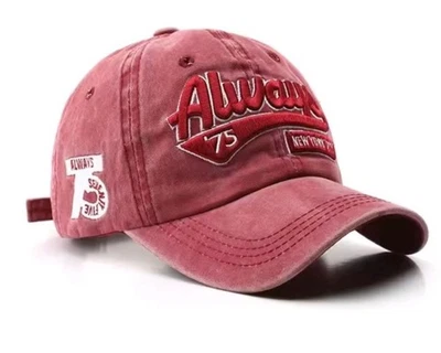 Casquette De Baseball Homme Femme Vintage Effet Délavé Rouge Réglable Été - Photo 1/2