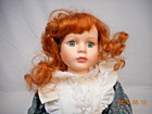 Porcelain Geppeddo Doll Red Hair and Green Eyes, 14-inches — photo 2