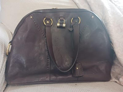 Clean!  Authentic YSL Yves Saint Laurent Muse Shoulder Bag Brown Leather Tote