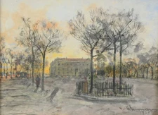 Park view, 1920 | Watercolour by Theodor von Ehrmanns