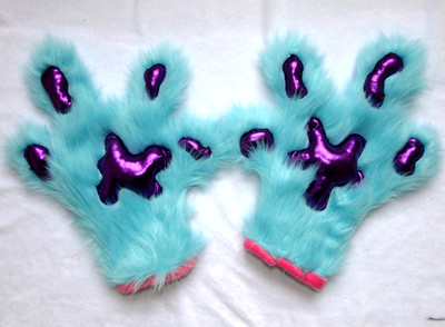 Fursuit Pfoten Tier Handschuhe Kunstfell Anzug Rollenspiel Handschuhe pelzig Cosplay creme