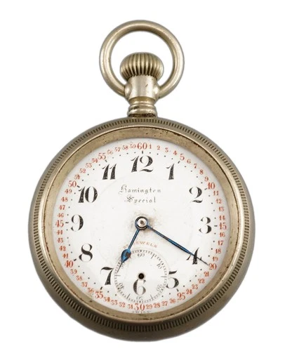 Antique Swiss Fake 23j Railroad Pocket Watch Movement 548 Illinois Nickel Case