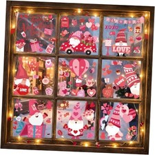 Valentines Day Window Clings Decorations Double Sided Hearts Gnomes