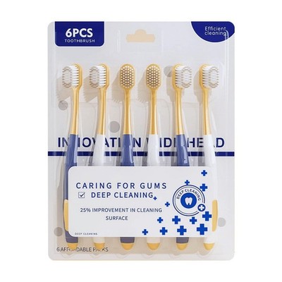 D & K Exclusives Soft Bristle Toothbrush 1 Count (Pack of 6), Blue and White