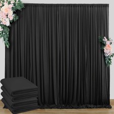 10 ft x 20 Wrinkle Free Black Backdrop Curtain Panels Polyester Photography Drap