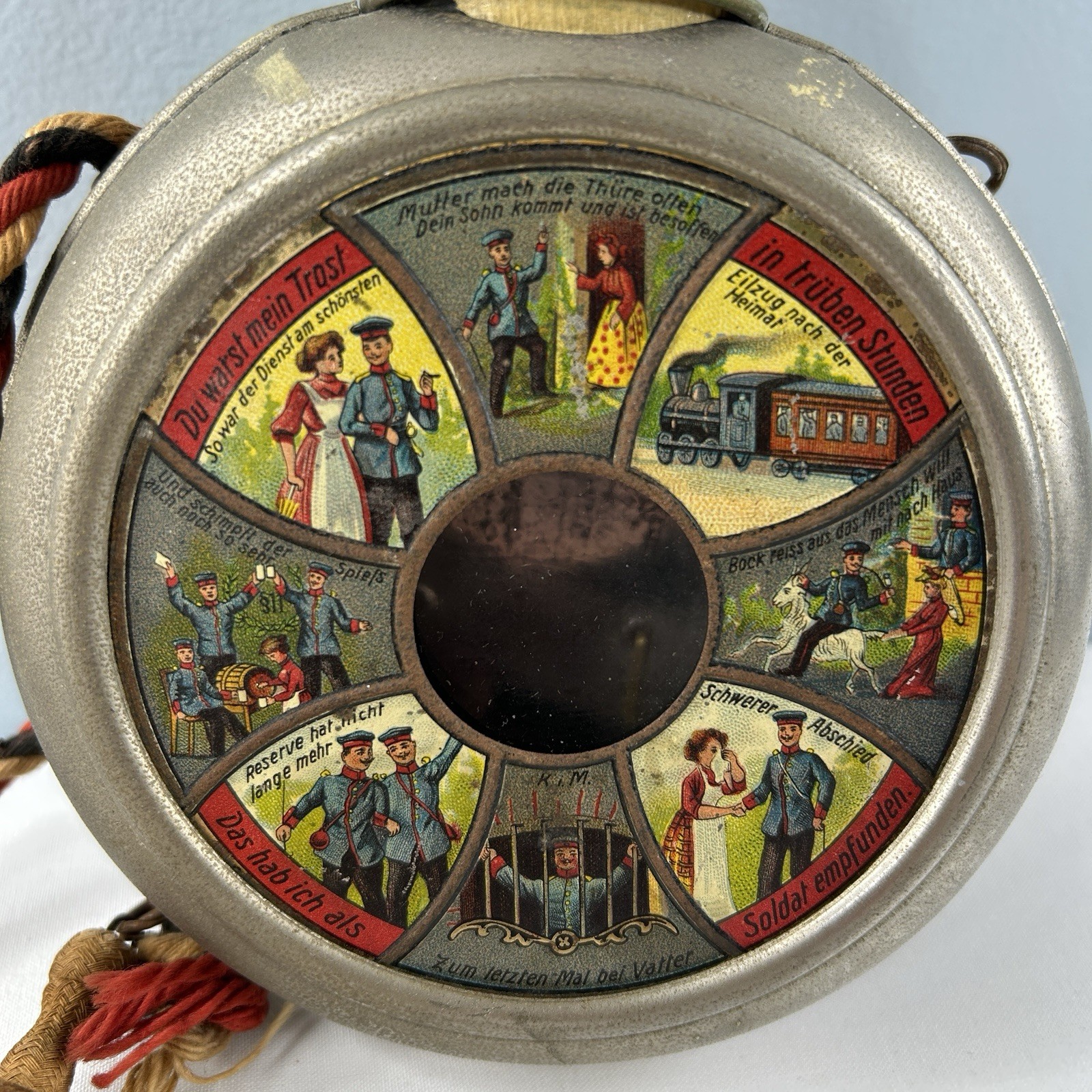 Pre WWI German Flask Metal/Glass Parole Heimat Soldier Reservist