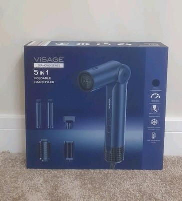 Visage Aldi Diamond Series 5-in-1 Faltbarer Haarstyler, Blau, Navy, Brandneu