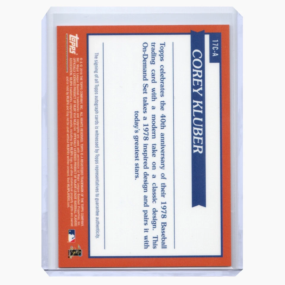 2018 Topps On Demand '78 Corey Kluber rojo automático #17C-A 10/10 sujetalibros eBay 1/1 Foto 2 de 3