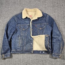 VINTAGE Levi's Sherpa Trucker Jacket Mens Large 44R Denim Made in USA 90s Type 3