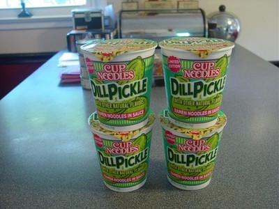 Nissin DILL PICKLE Cup Noodle LOT of 4 Limited Edition Flavor Ramen Expire 5/26