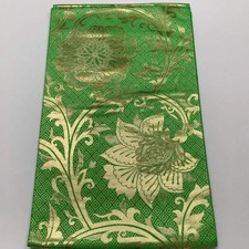 6619 Japanese Vintage Fukuro Obi Belt Kimono Fabric Silk Traditional Green