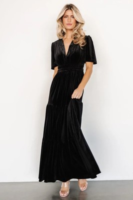 Baltic Born Women's Size Small Black Artemis Velvet Maxi Dress